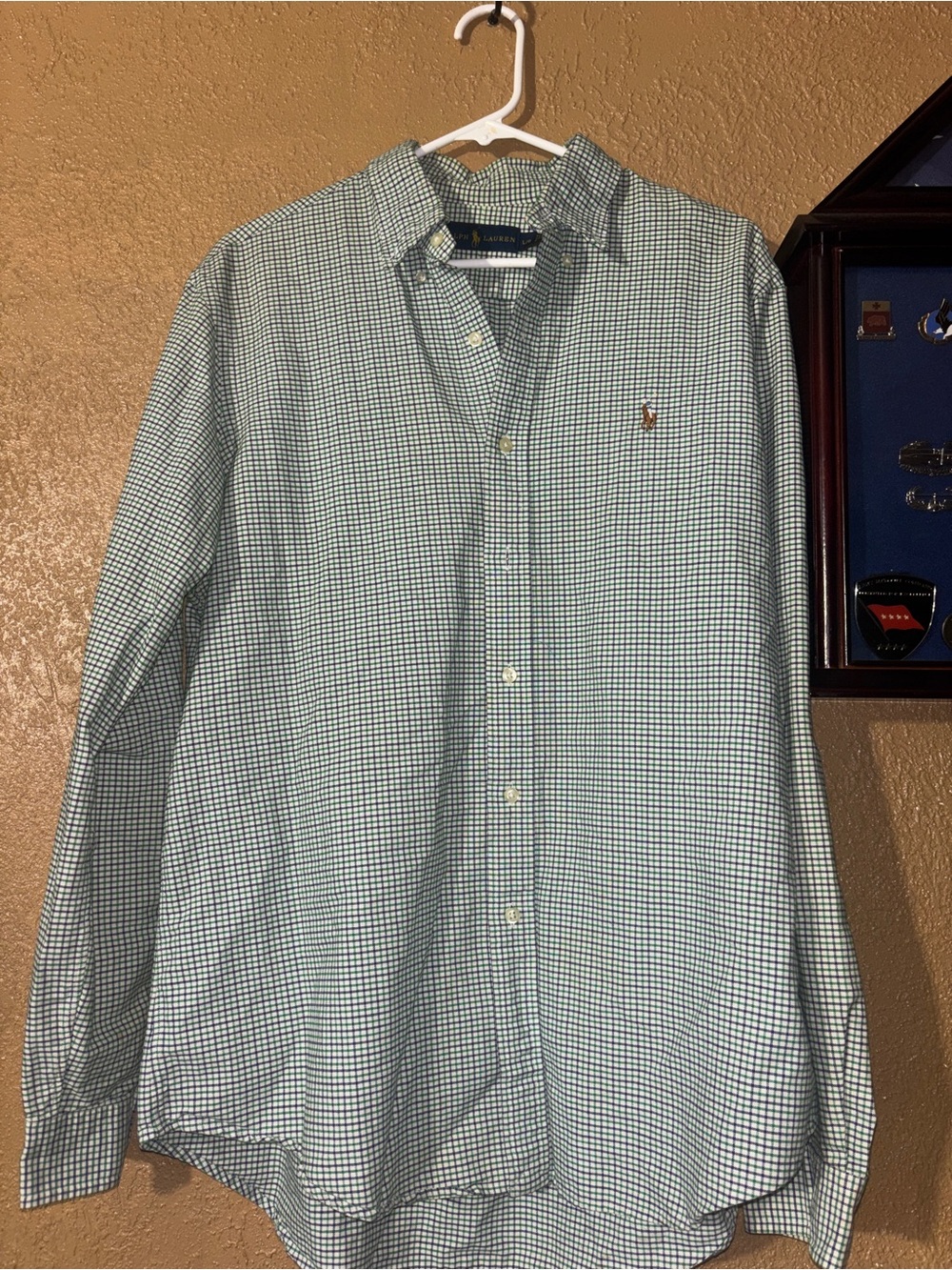 Ralph Lauren Light Green & White Gingham Button-Down Shirt